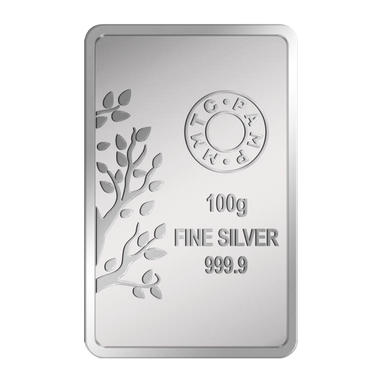 Tree 999.9 Purity 100gm Silver Bar